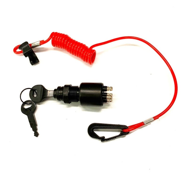 AA Johnson, Evinrude, OMC Ignition Key Switch & Safety Lanyard 5005801, 175974 - Image 1